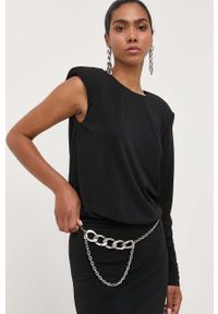 Patrizia Pepe pasek damski kolor srebrny. Kolor: srebrny