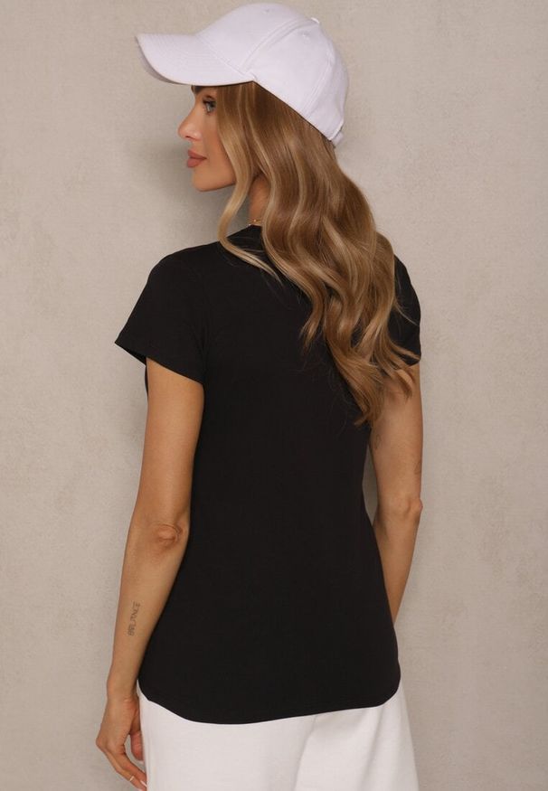 Renee - Czarny Basicowy T-shirt z Bawełny Mevolena. Okazja: na co dzień. Kolor: czarny. Materiał: bawełna. Styl: klasyczny, casual