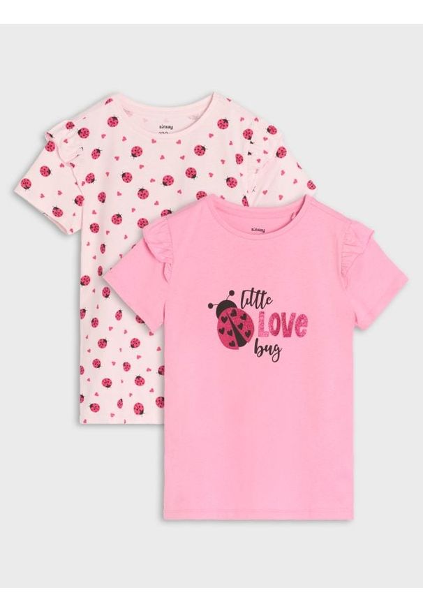 Sinsay - Koszulki z krótkim rękawem 2 pack - wielobarwny. Długość rękawa: krótki rękaw. Długość: krótkie