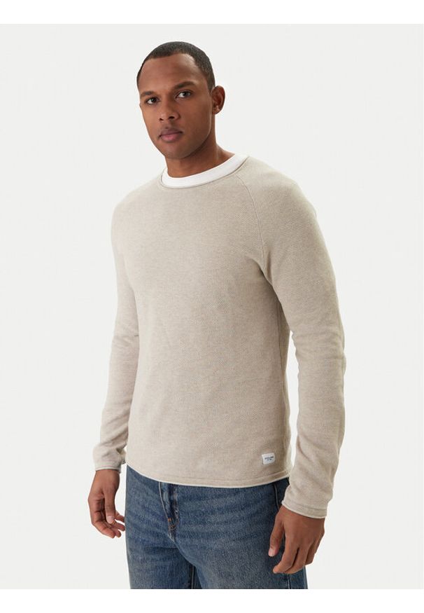 Jack & Jones Sweter Hill 12157321 Beżowy Regular Fit. Kolor: beżowy. Materiał: bawełna