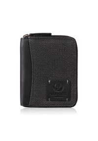 PAOLO PERUZZI - Portfel męski w orientacji poziomej czarny bawełniany canvas i skóra naturalna Paolo Peruzzi AY-06-BL. Kolor: czarny. Materiał: skóra #1