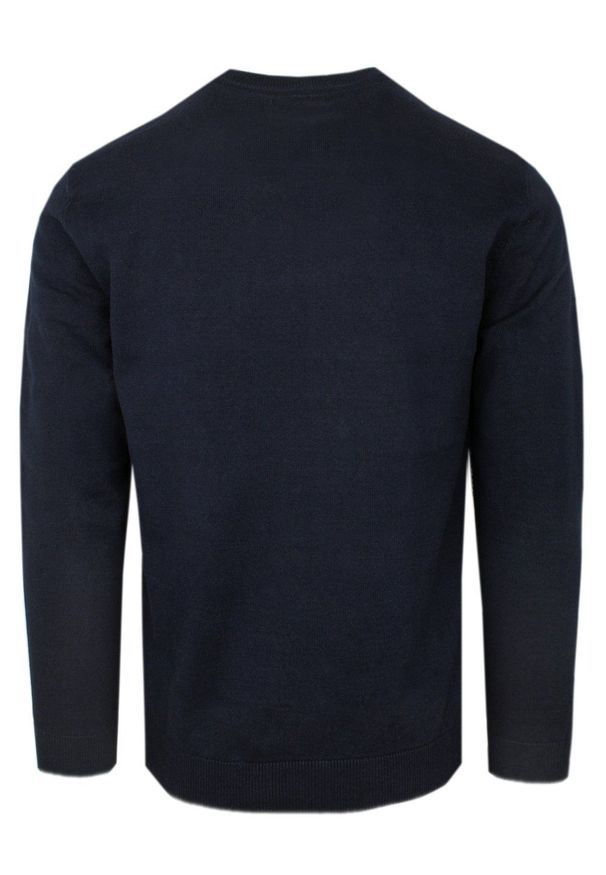 Bawełniany Sweter U-Neck – Brave Soul - Granatowy. Kolor: niebieski. Materiał: bawełna. Sezon: jesień, wiosna. Styl: sportowy