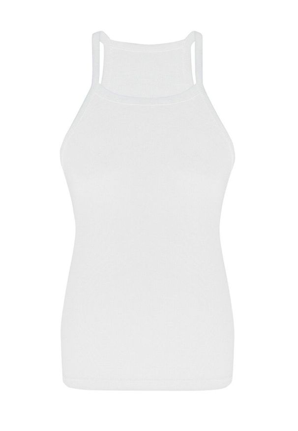 MUUV - Top Light Rib. Kolor: beżowy. Materiał: wiskoza, dzianina, materiał, prążkowany. Długość rękawa: na ramiączkach