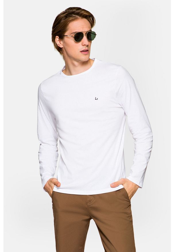 Lancerto - Koszulka Biała Bawełniana z Długim Rękawem Runcorn. Kolor: biały. Materiał: bawełna. Długość rękawa: długi rękaw. Długość: długie