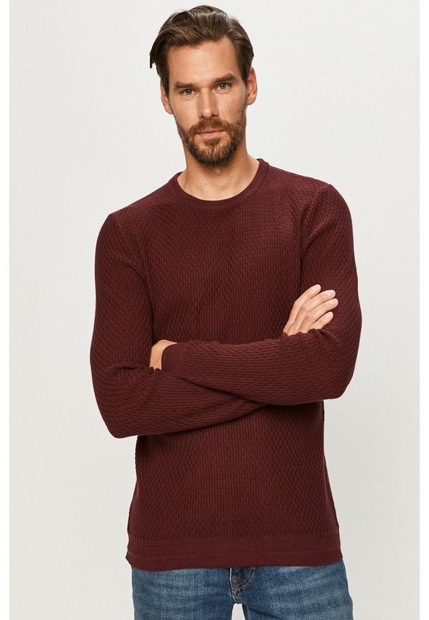 Selected - Sweter. Kolor: czerwony. Materiał: materiał