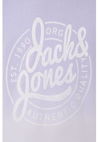Jack & Jones bluza bawełniana męska kolor fioletowy z nadrukiem. Kolor: fioletowy. Materiał: bawełna. Wzór: nadruk