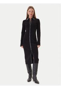 Patrizia Pepe Sukienka dzianinowa 2A2982 K215 Czarny Regular Fit. Kolor: czarny. Materiał: syntetyk
