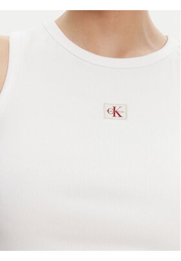 Calvin Klein Jeans Top LV047C201G Biały Slim Fit. Kolor: biały. Materiał: bawełna