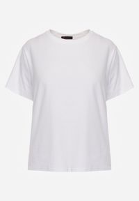 Born2be - Biały T-shirt z Bawełny z Dłuższym Tyłem i Rozcięciami po Bokach Cordalea. Okazja: na co dzień. Kolor: biały. Materiał: bawełna. Długość: długie. Styl: elegancki, casual #4