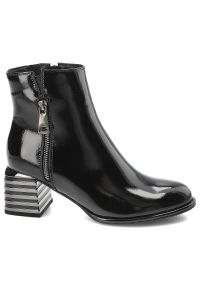 Czarne Botki S.Barski Eleganckie Obuwie Damskie Zapinane Na Suwak. Kolor: czarny. Materiał: jeans, skóra ekologiczna. Obcas: na obcasie. Styl: elegancki. Wysokość obcasa: średni #3