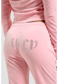 Juicy Couture - JUICY COUTURE Różowe damskie spodnie dresowe Tina Trackpants. Kolor: różowy. Materiał: dresówka #4