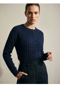 Sinsay - Kardigan z dekoracyjnym splotem - granatowy. Kolor: niebieski. Wzór: ze splotem