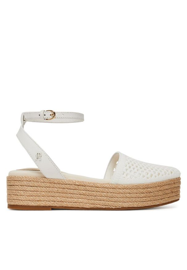 TOMMY HILFIGER - Tommy Hilfiger Espadryle Knit Mesh Espadrille Platform FW0FW08743 Biały. Kolor: biały. Materiał: materiał. Obcas: na platformie