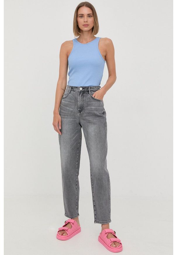 Miss Sixty jeansy damskie high waist. Stan: podwyższony. Kolor: szary