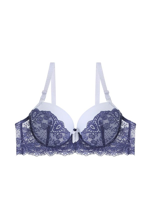 Intica - Biustonosz modelujący z koronką regulowany Laskarouda. Kolor: niebieski. Materiał: koronka. Wzór: koronka
