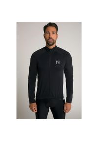 JAY-PI - Męska Rozpinana bluza kolarska Odzież rowerowa stójka długi rękaw. Typ kołnierza: kołnierzyk stójkowy. Kolekcja: plus size. Kolor: czarny. Materiał: elastan, poliester, materiał. Długość rękawa: długi rękaw. Długość: długie. Sport: kolarstwo