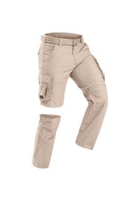 FORCLAZ - Spodnie trekkingowe męskie Forclaz Travel 100 Modul. Kolor: beżowy. Materiał: bawełna, materiał, poliester
