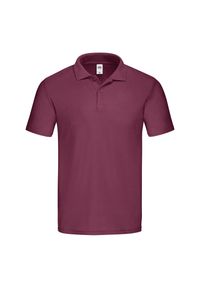 FRUIT OF THE LOOM - Męska Oryginalna Koszulka Polo. Typ kołnierza: polo. Kolor: czerwony, wielokolorowy, brązowy