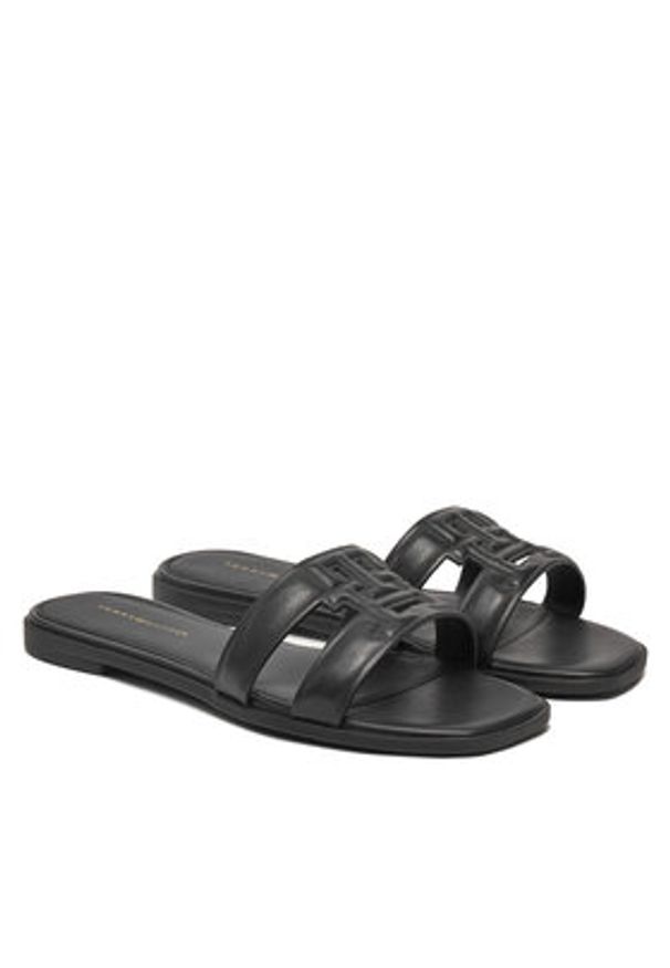 TOMMY HILFIGER - Tommy Hilfiger Klapki Th Logo Strap Mule FW0FW08671 Czarny. Kolor: czarny. Materiał: skóra