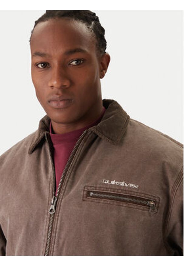 Quiksilver Kurtka jeansowa Shaper Pad EQYJK04174 Brązowy Regular Fit. Kolor: brązowy. Materiał: bawełna