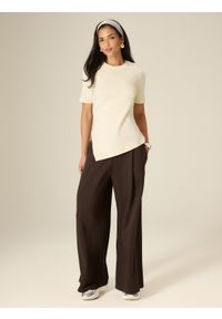 4f - 4F T-shirt regular gładki damski - żółty L. Okazja: na co dzień. Kolor: żółty. Materiał: dzianina, materiał, bawełna. Wzór: gładki. Styl: casual, klasyczny #2