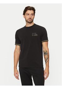 Karl Lagerfeld - KARL LAGERFELD T-Shirt 755463 551235 Czarny Regular Fit. Typ kołnierza: dekolt w karo. Kolor: czarny. Materiał: bawełna #3