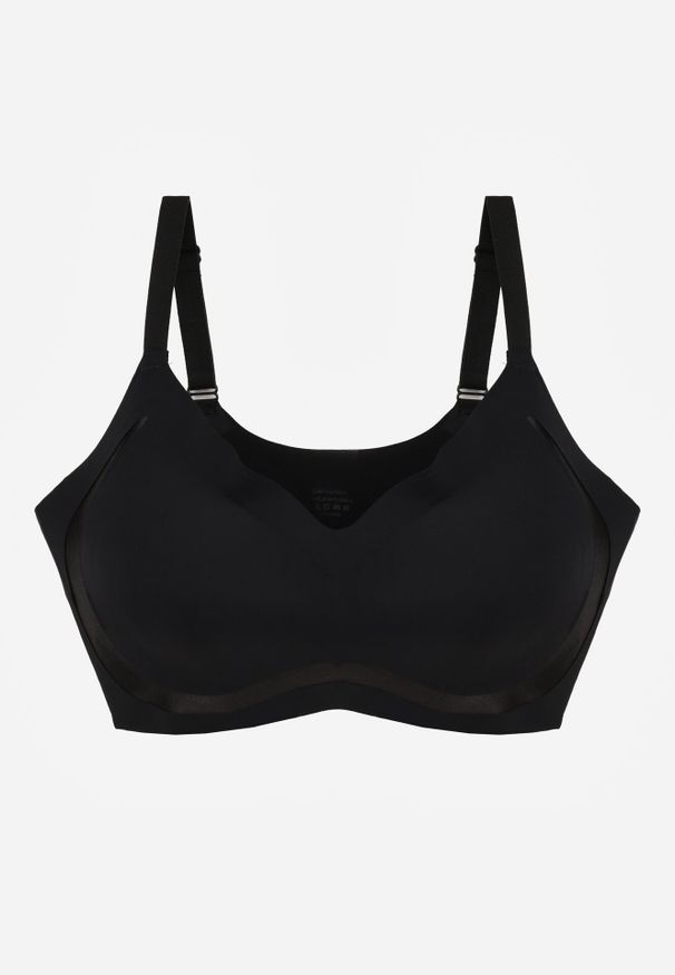 Born2be - Czarny Biustonosz z Usztywnianymi Miseczkami i Transparentną Wstawką Zeriga. Kolor: czarny