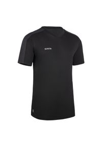KIPSTA - Koszulka do piłki nożnej Kipsta Essential. Kolor: wielokolorowy, czarny, szary. Materiał: materiał, poliester