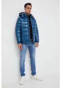 Guess kurtka męska kolor niebieski zimowa. Kolor: niebieski. Materiał: polar, materiał. Sezon: zima #2