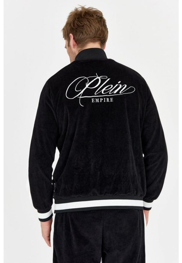 Philipp Plein - PHILIPP PLEIN Czarny dres męski z aksamitu. Kolor: czarny. Materiał: dresówka. Sport: bieganie