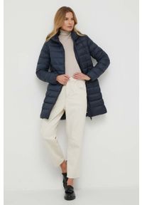 TOMMY HILFIGER - Tommy Hilfiger kurtka damska kolor granatowy przejściowa. Typ kołnierza: kaptur. Kolor: niebieski. Materiał: poliester #2