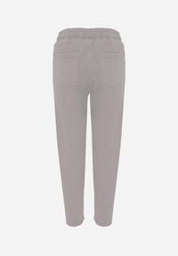 Born2be - Szare Bawełniane Jeansy Typu Mom Fit z Wysokim Stanem i Sznurkiem Viviarinia. Okazja: na co dzień. Stan: podwyższony. Kolor: szary. Styl: casual #6