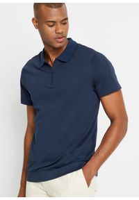 bonprix - Shirt polo ze ściągaczem. Typ kołnierza: polo. Kolor: niebieski #1