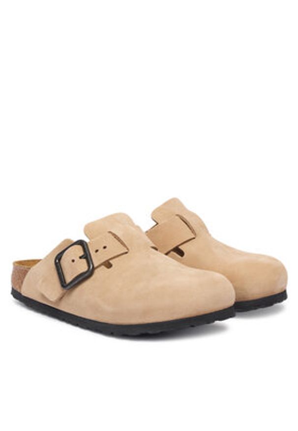 Birkenstock Klapki Boston Wire Buckle 1031573 Beżowy jasny. Kolor: beżowy. Materiał: nubuk, skóra