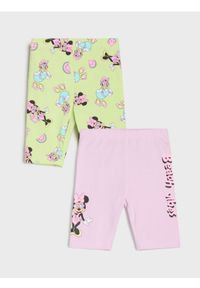 Sinsay - Krótkie legginsy 2 pack Minnie Mouse - różowy. Kolor: różowy. Długość: krótkie. Wzór: motyw z bajki