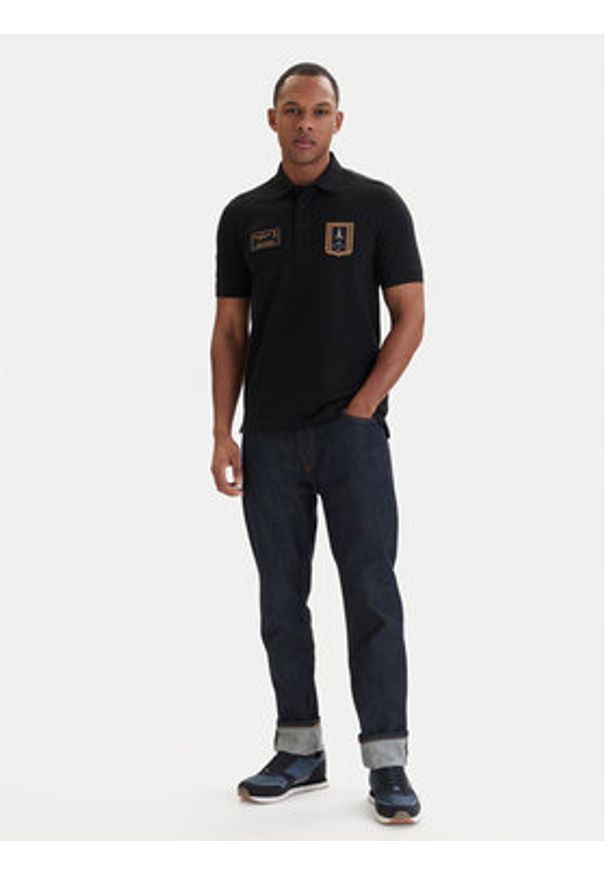 Aeronautica Militare Polo 261PO1927UP00191 Czarny Regular Fit. Typ kołnierza: polo. Kolor: czarny. Materiał: bawełna