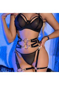 Intica - Komplet bielizny z paskami i kółkami na specjalne okazje Stephana. Kolor: czarny. Materiał: materiał #4