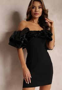 Renee - Czarna Dopasowana Sukienka Mini z Falbanami Denime. Kolor: czarny. Długość: mini #1