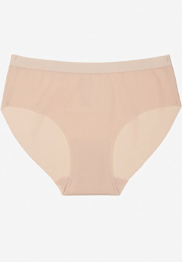 Renee - Beżowe Klasyczne Majtki Typu Figi Davirosa. Kolor: beżowy. Materiał: jeans