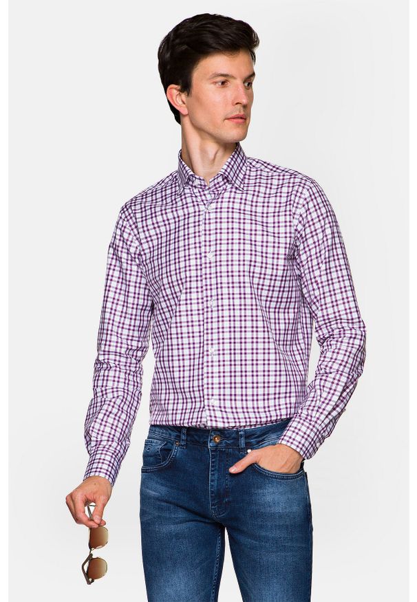 Lancerto - Koszula w Kratę Viola. Okazja: na co dzień. Materiał: tkanina, bawełna, jeans. Styl: casual