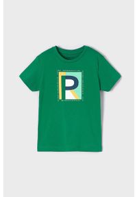 Mayoral T-shirt bawełniany dziecięcy (2-pack) kolor zielony z nadrukiem. Okazja: na co dzień. Kolor: zielony. Materiał: bawełna. Wzór: nadruk. Styl: casual #2