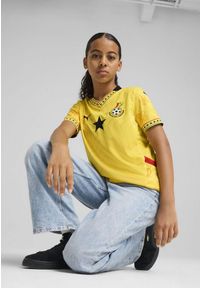 Puma - Młodzieżowa koszulka wyjazdowa Ghana 2025 PUMA Pelé Yellow Black. Kolor: żółty. Wzór: aplikacja