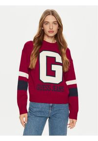 Guess Sweter W4BR11 Z3HN2 Biały Regular Fit. Kolor: biały. Materiał: syntetyk