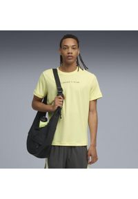 Puma - Męska koszulka RUN CLUB z grafiką PUMA Gold Moon Yellow. Kolor: żółty. Sport: bieganie