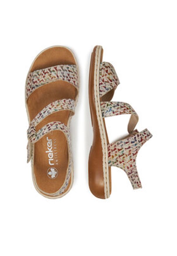 Rieker Sandały 659C7-94 Beżowy. Kolor: beżowy. Materiał: skóra