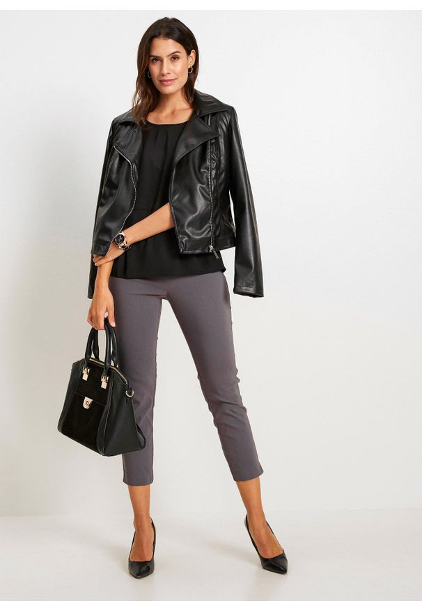 bonprix - Spodnie 7/8 z bengaliny. Kolor: szary