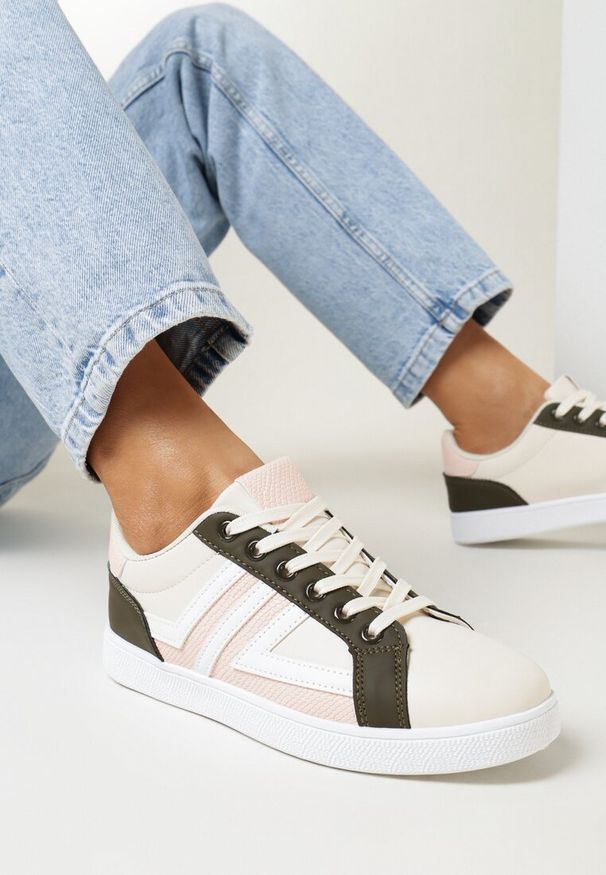 Born2be - Jasnobeżowe Sneakersy Sznurowane Baronsa. Okazja: na co dzień. Kolor: beżowy