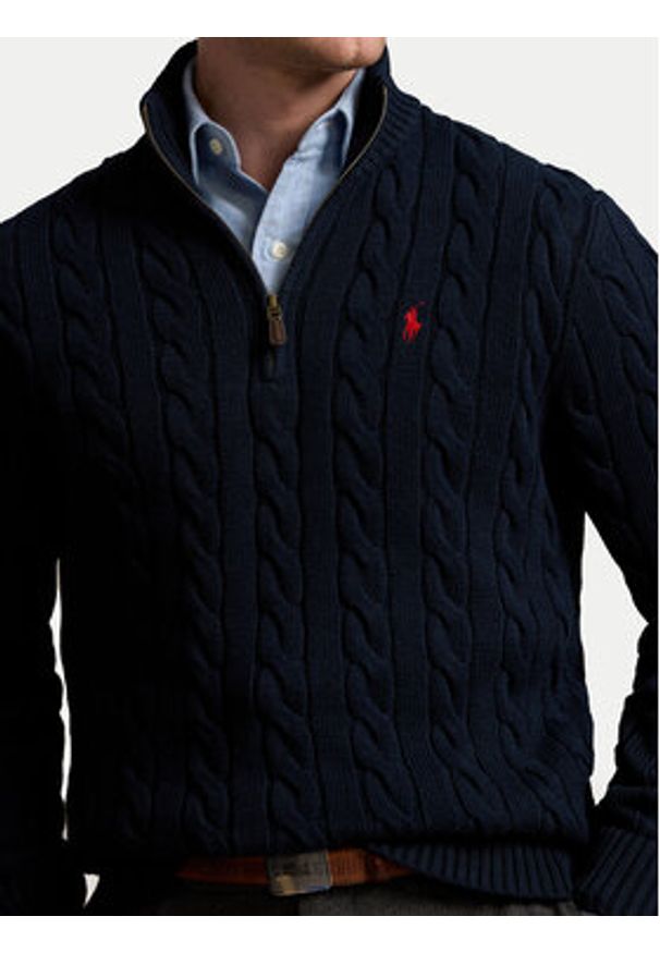 Polo Ralph Lauren Sweter 710810841001 Granatowy Regular Fit. Typ kołnierza: polo. Kolor: niebieski. Materiał: bawełna