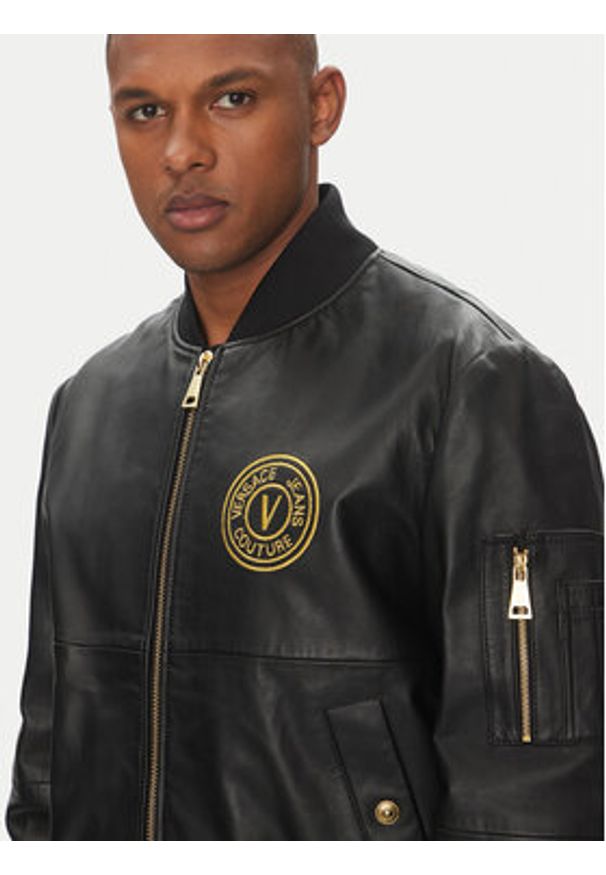 Versace Jeans Couture Kurtka skórzana 78GAVP06 Czarny Regular Fit. Kolor: czarny. Materiał: skóra