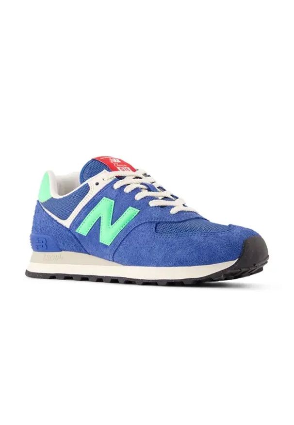 New Balance U574BSC Sneakersy męskie. Okazja: na co dzień, na spacer. Kolor: niebieski. Materiał: zamsz, materiał. Szerokość cholewki: normalna. Sezon: lato. Model: New Balance 574. Sport: turystyka piesza